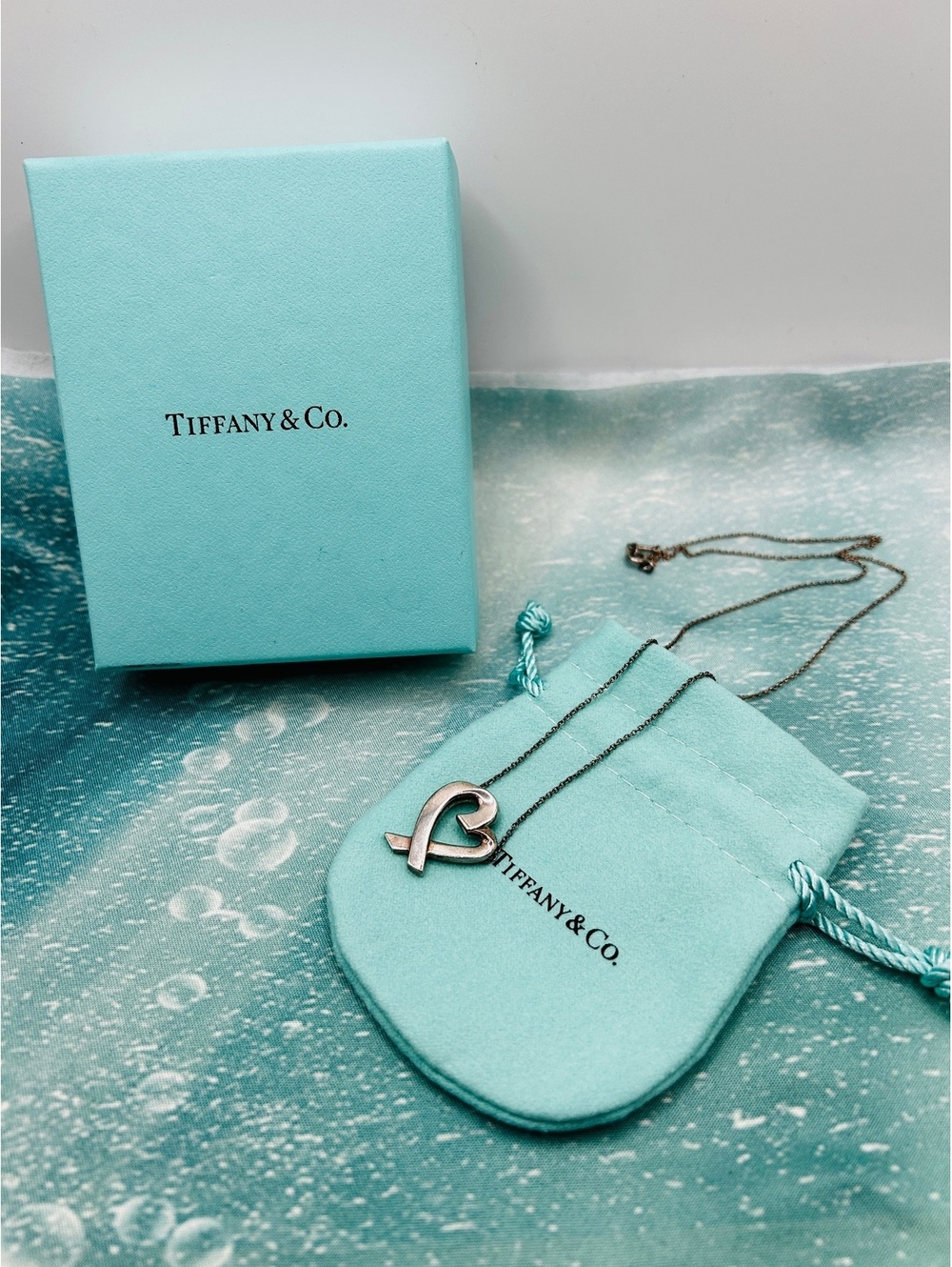 Tiffany & Co. .925 Sterling Silver Paloma Picasso Heart Ribbon Pendant Necklace